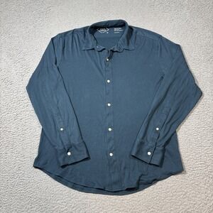 Alex Crane Button-Up Playa Shirt Mens Sz M Blue Pima Cotton Long Sleeve Preppy